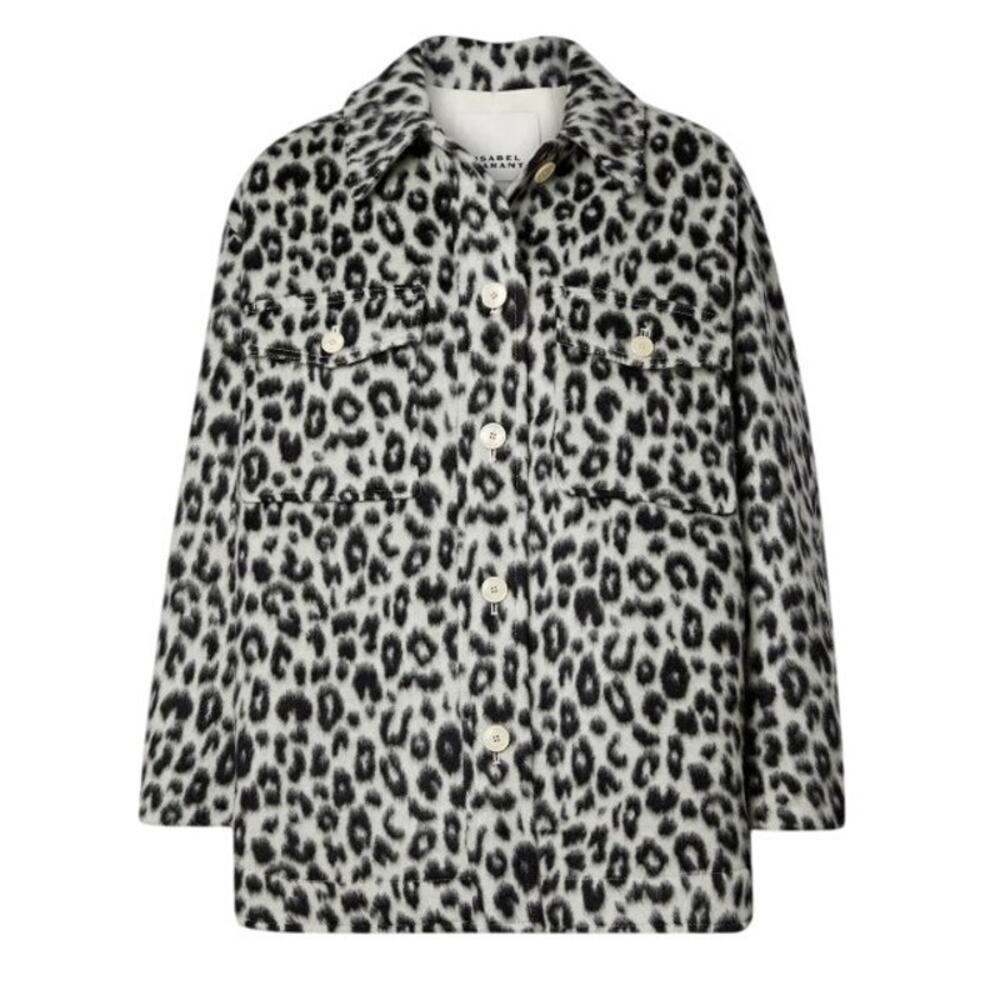 Isabel Marant Leopard Print Black Odelino Jacket Size 34